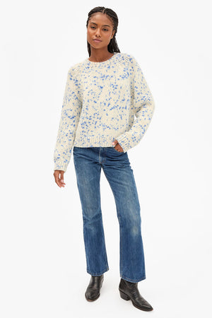 Clare V Le Court Sweater Cream Cobalt Speckle