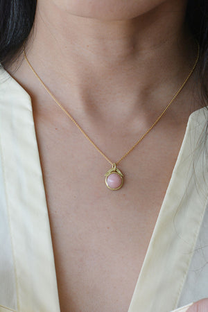 Round Pink Opal Necklace