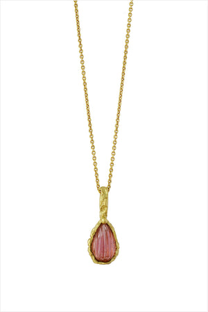 Hand Carved Pink Tourmaline Necklace