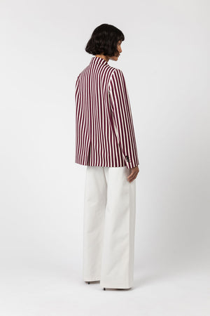 Indress Jourdain Jacket Ecru Burgundy Stripe