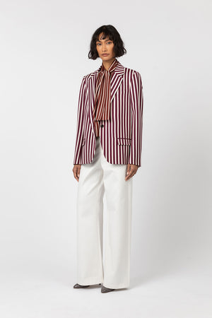 Indress Jourdain Jacket Ecru Burgundy Stripe