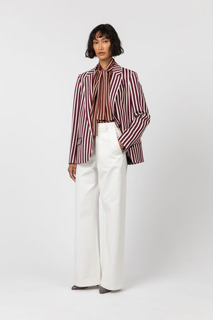 Indress Jourdain Jacket Ecru Burgundy Stripe