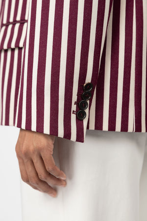 Indress Jourdain Jacket Ecru Burgundy Stripe