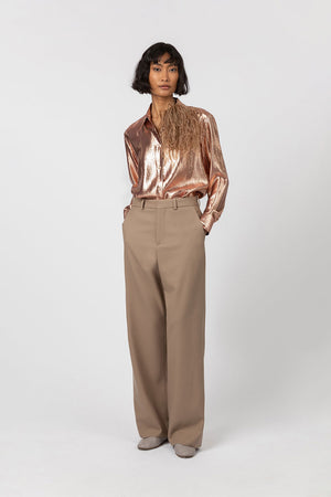 Indress Meryl Ostrich Feather Brooch Camel