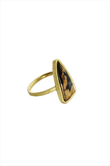 Francesca Lacagnina Magnetic Black Jade 24k Gold Triangle Ring