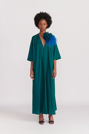 Indress Litchi Cotton Poplin Dress Emerald