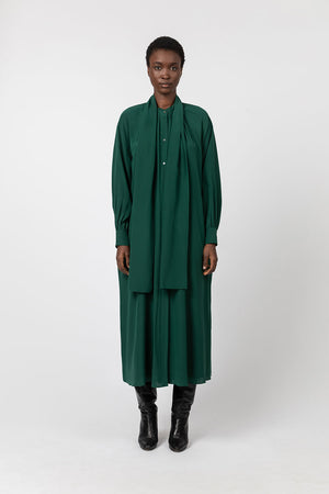 Indress Rhin Silk Crepe Dress Forest
