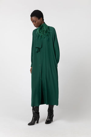 Indress Rhin Silk Crepe Dress Forest