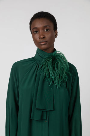 Indress Rhin Silk Crepe Dress Forest