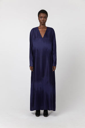 Indress Tibre Silk Jacquard Kimono Dress Ink