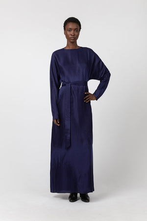 Indress Tibre Silk Jacquard Kimono Dress Ink