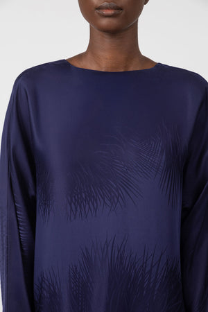 Indress Tibre Silk Jacquard Kimono Dress Ink