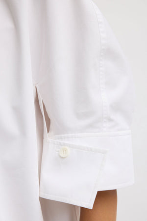 Tibi Poplin Reverse Sleeve Top White