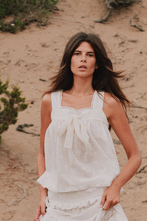 Loretta Caponi Suvereto Top Flowery Plumetis