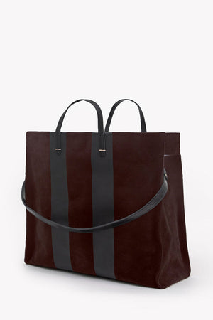 Clare V Simple Tote Truffle with Racing Stripes