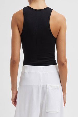 Tibi Circular Fine Rib Tank Black
