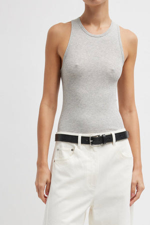 Tibi Circular Fine Rib Tank Heather Grey