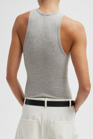 Tibi Circular Fine Rib Tank Heather Grey