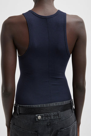 Tibi Circular Fine Rib Tank Navy