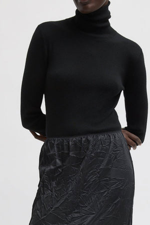 Tibi Ribbed Turtleneck Pullover Black