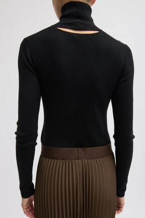 Tibi Ribbed Turtleneck Pullover Black