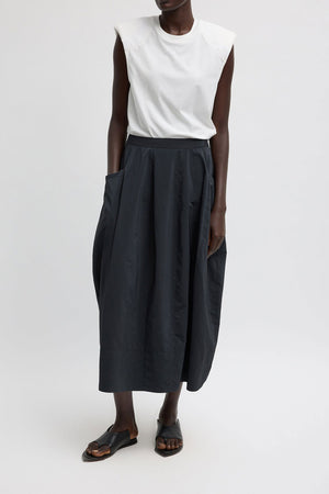 Tibi Nylon Lantern Skirt Black