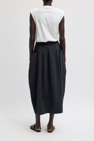 Tibi Nylon Lantern Skirt Black