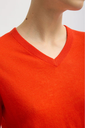 Tibi Wool V- Neck Sweater Red