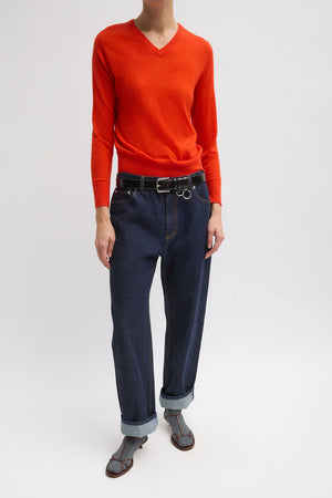 Tibi Wool V- Neck Sweater Red