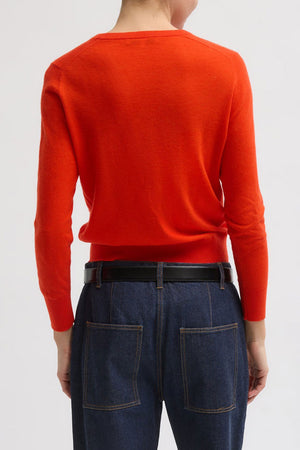 Tibi Wool V- Neck Sweater Red