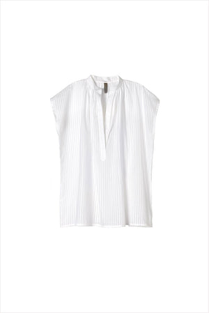 Two New York Khadi Stripe Shirt Short Sleeve White