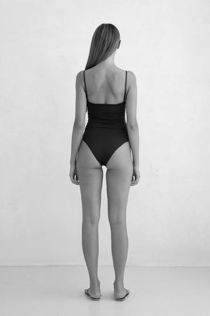 Belle Anna Ruched Maillot One-Piece Swimsuit Taupe