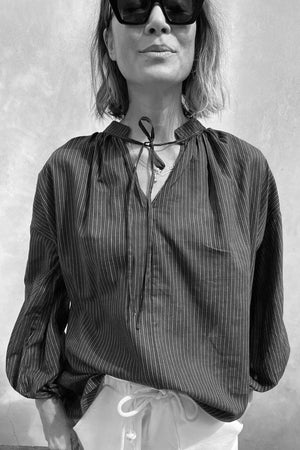 Two New York Stripe Tie Top Natural