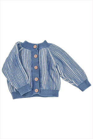 Cotton Brioche Baby Cardigan Blue