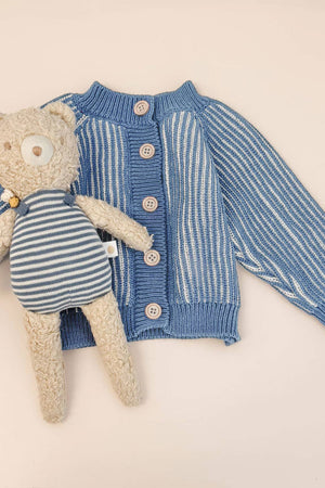 Cotton Brioche Baby Cardigan Blue