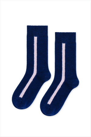 Racing Stripe Cashmere Crew Sock