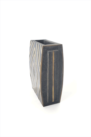 Zig Zag Vase Small Coal Shagreen Black Penshell