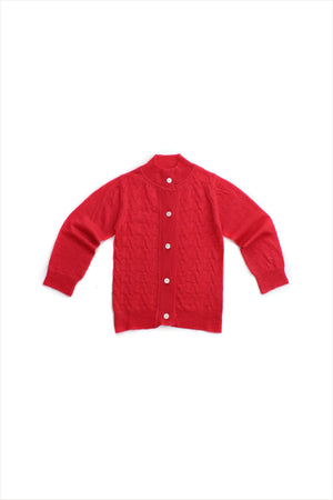 Cashmere Laurel Leaf Cardigan Bright Pink/Red