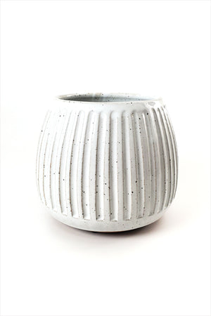 Wide Column Carved Planter White Gloss