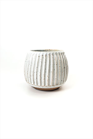 Wide Column Carved Planter White Gloss