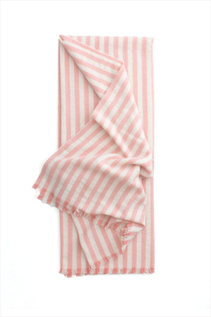 Cashmere Throw Striped Ivory and Pink Flamingo