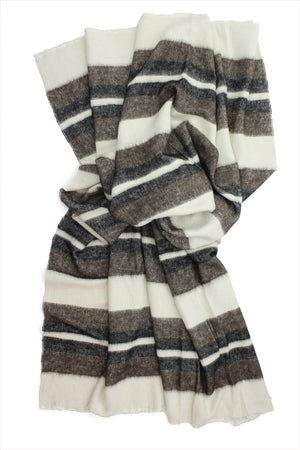 Dolpo Stripe Cashmere Cotton Nomad White Black Natural