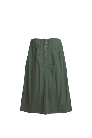 F&H Women's Button Front Skirt Hunter Green