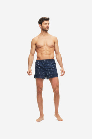 Derek Rose Men's Modern Fit Boxer Nelson 91 Navy