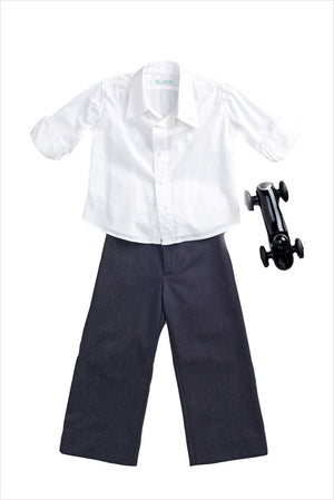 Wool 40's Pant Charcoal Blue