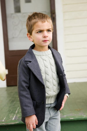 Wool Tailored Jacket Charcoal Blue
