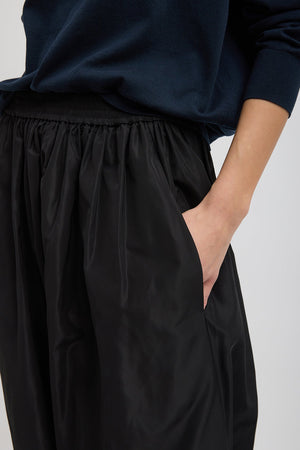 Tibi Italian Sporty Pleated Jalousie Skirt Black