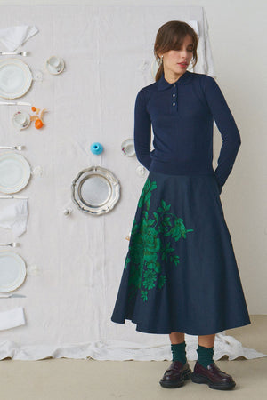 Mii Corfou Embroidered Skirt Marine