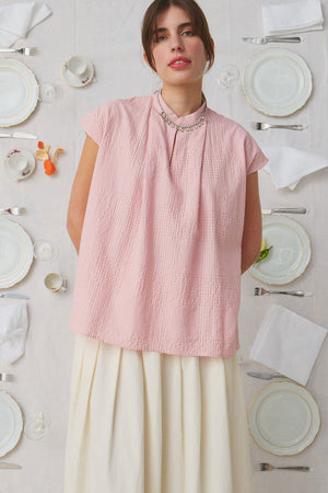Mii Anne Handwoven Cotton Silk Top Light Pink