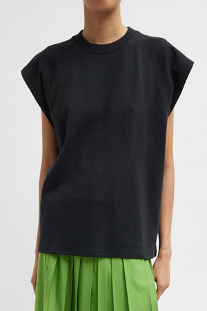 Tibi Sleeveless Sweatshirt Easy Top Black